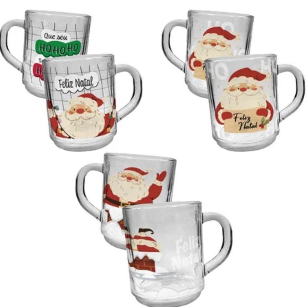 Caneca Vidro Natal 250ml