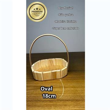 Cesta de madeira Oval 18cm Alca de Fibra
