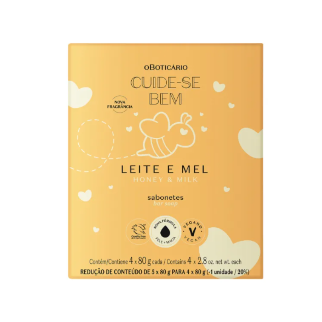 Cuide-se Bem Leite e Mel Sabonete Barra 4x80g