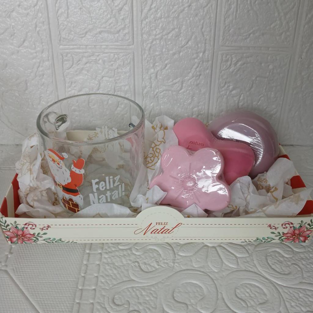 Presente Caneca de Vidro Natal Vermelha