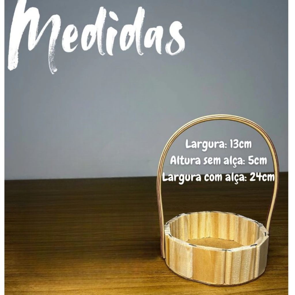 Cesta Fraldeira Madeira 13 cm Alca Fibra