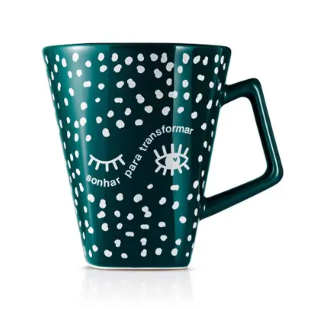 Caneca Crer Para Ver Verde Bolinhas 270ml