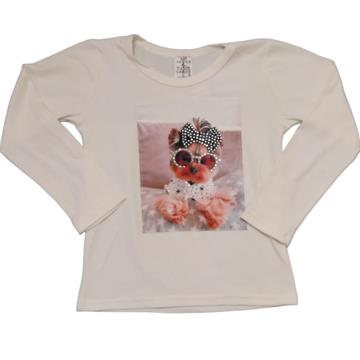 CAMISETA MANGA LONGA COM PEDRARIA FEMININA 2 AO 10