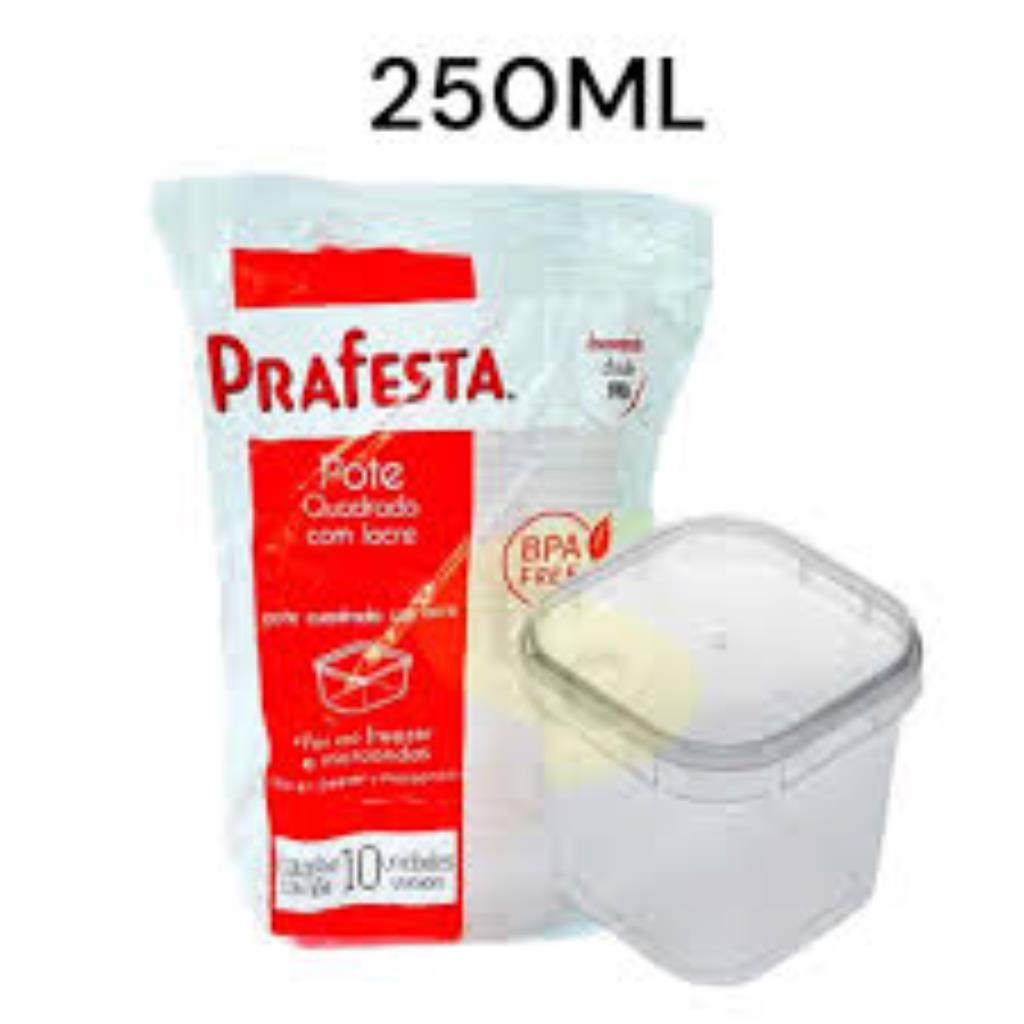 POTE QUADRADO COM LACRE 250 ML 10 UND