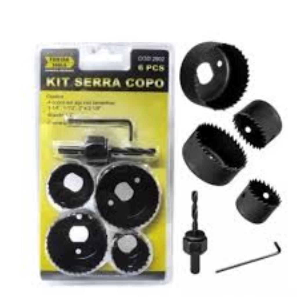 kit serra copo madeira 6 peças