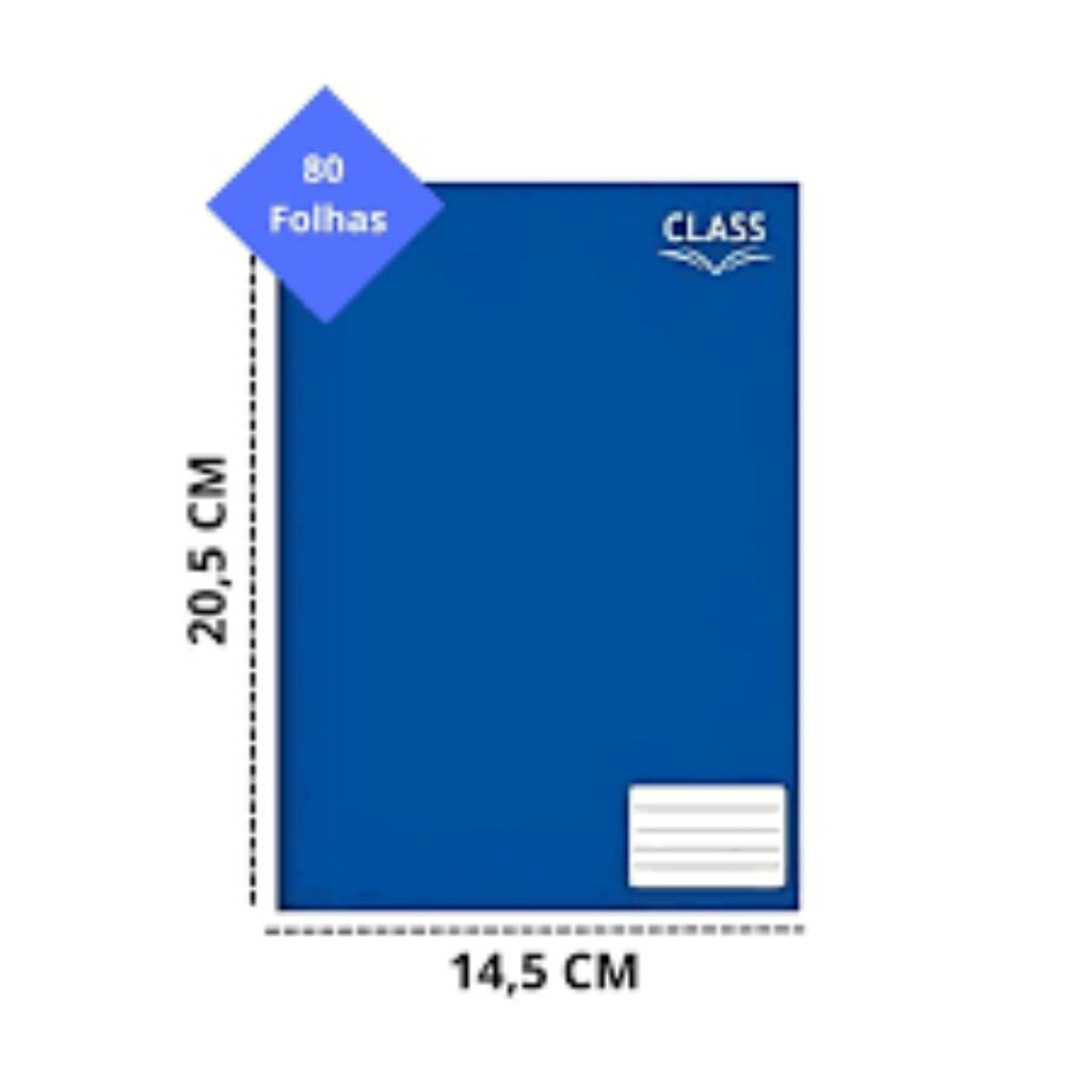 caderno brochura azul 80 folhas 140mmx202mm