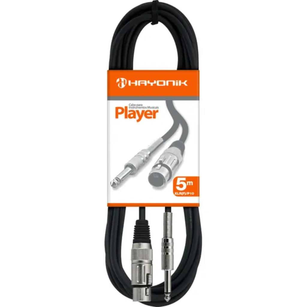 Cabo Para Microfone Hayonik Player XLR(F) X P10 5m Preto