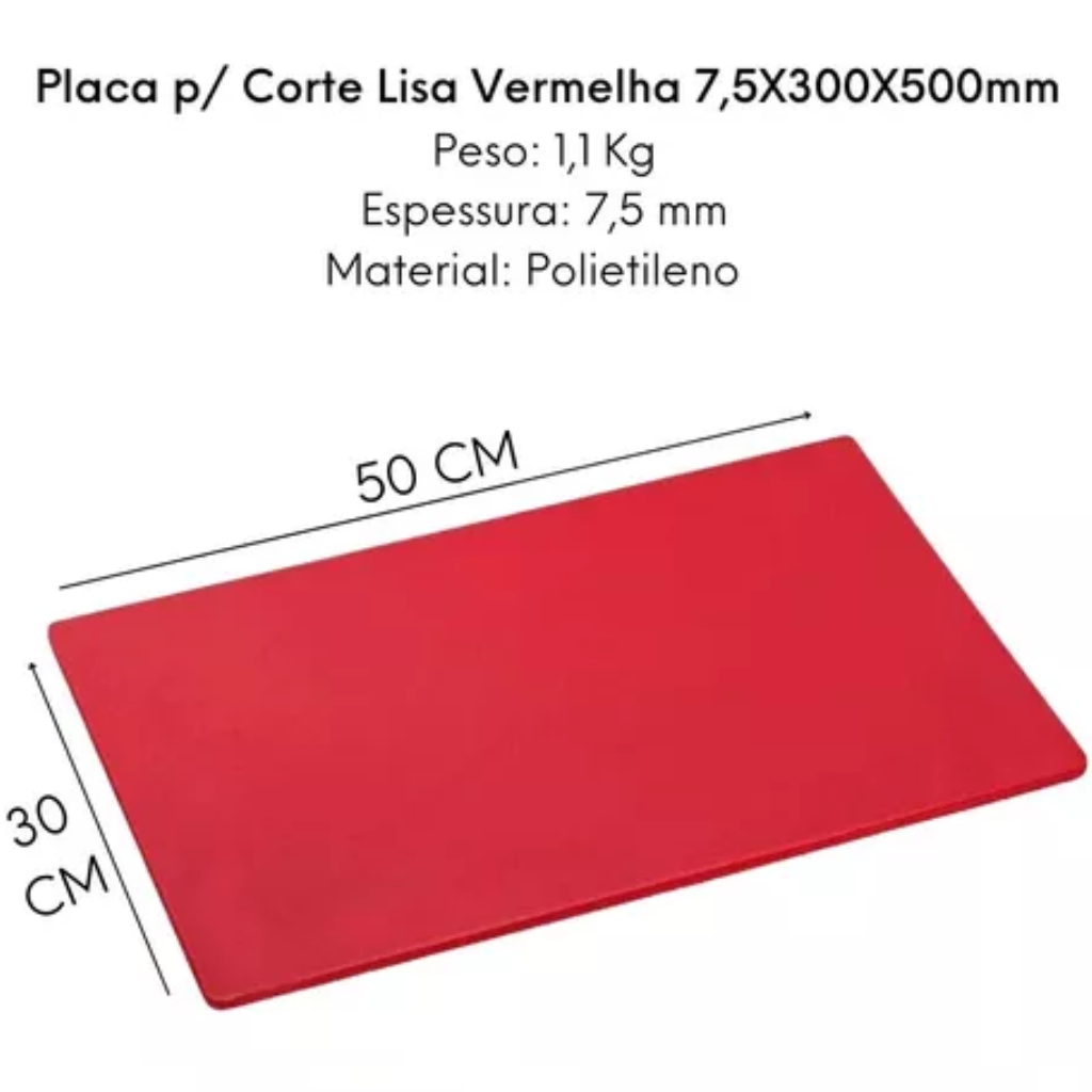 2 Tabua De Corte Vermelha 30x50cm Profissional Lisa Solrac Adicionar aos favoritos