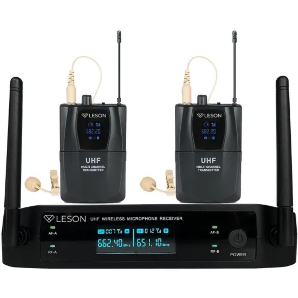 Sistema de Microfone Duplo Sem Fio Leson LS962