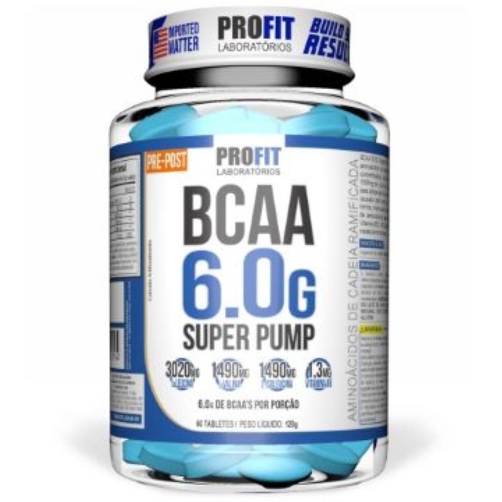 BCAA 6.0g SUPER PUMP 60 TABLETES 120 GRAMAS- PROFIT