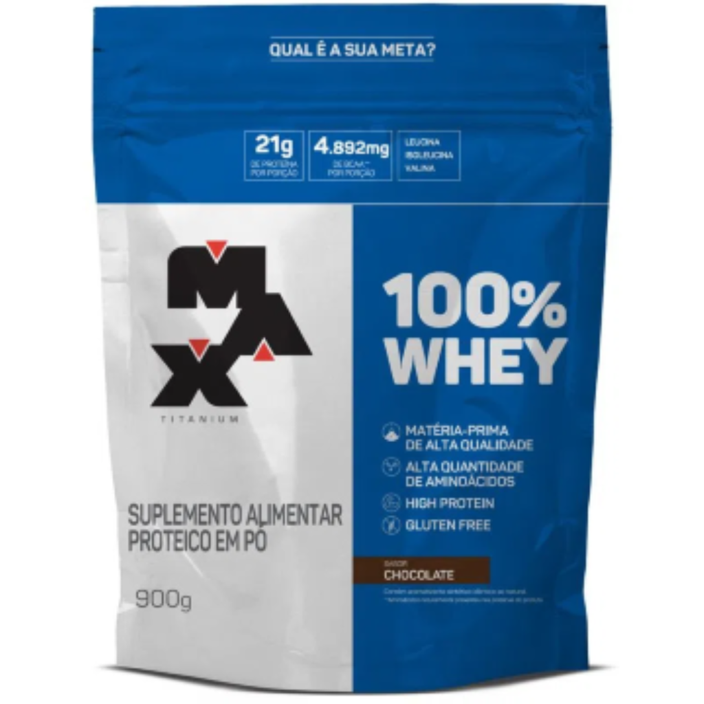 100% WHEY REFIL 900G SABOR CHOCOLATE VF- MAX TITANIUM