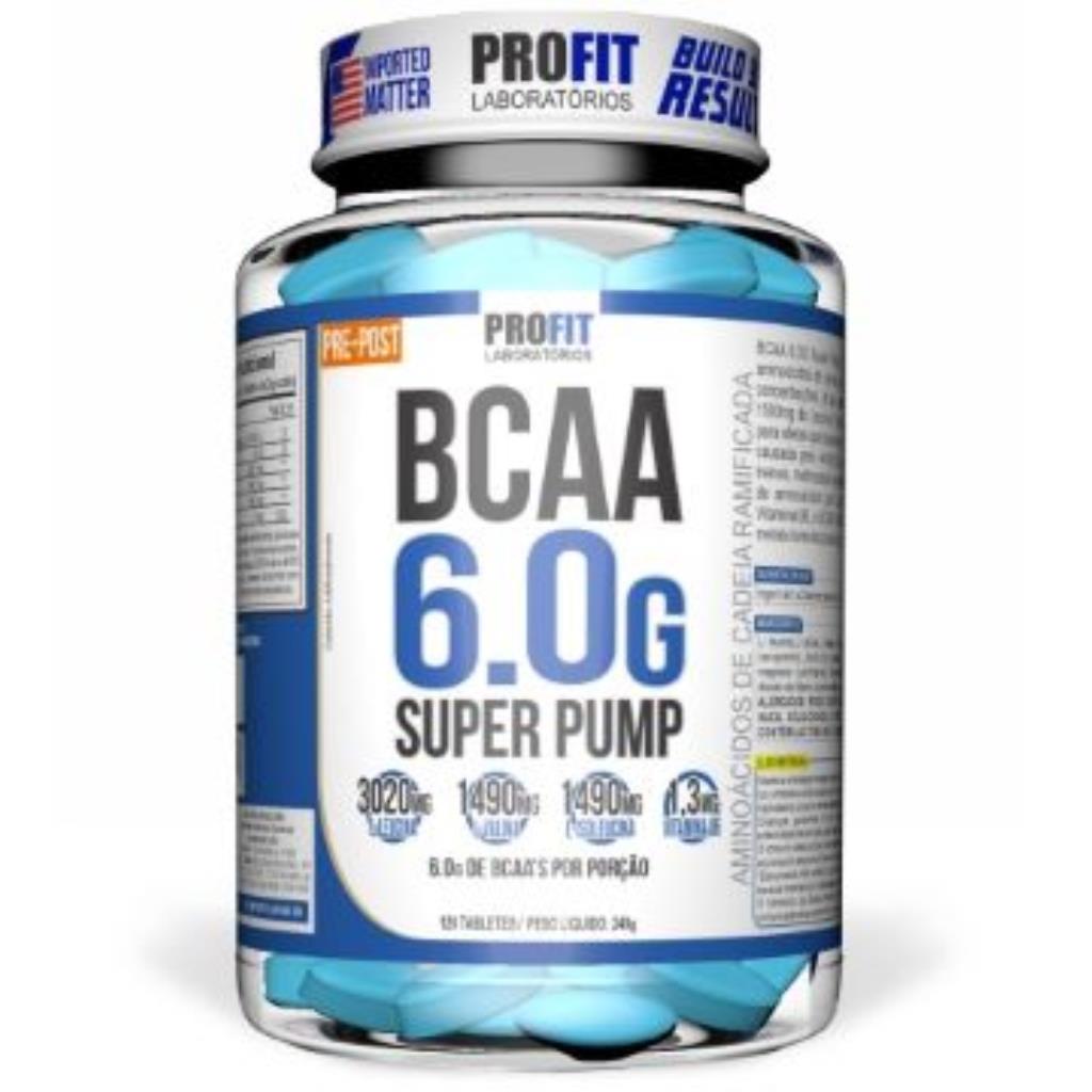 BCAA 6.0g SUPER PUMP 120 TABLETES 240 GRAMAS - PROFIT