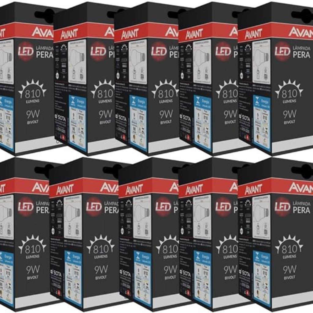 KIT 10 LÂMPADAS LED E27 9W 6500K BIV - AVANT