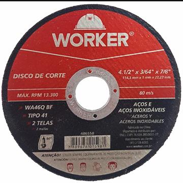DISCO CORTE INOX 4.1/2 114;3MMX1MMX22;23MM - WORKER