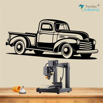 Adesivo de Parede Caminhão Vintage - 64 x 28 cm