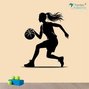 Adesivo de Parede Jogadora de Basquete - 49 x 56 cm