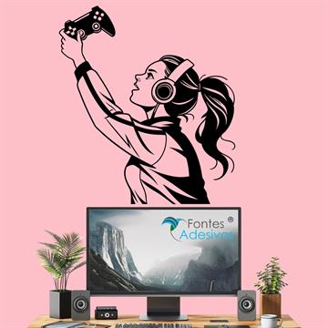 Adesivo de Parede Garota Gamer - 56 x 63 cm