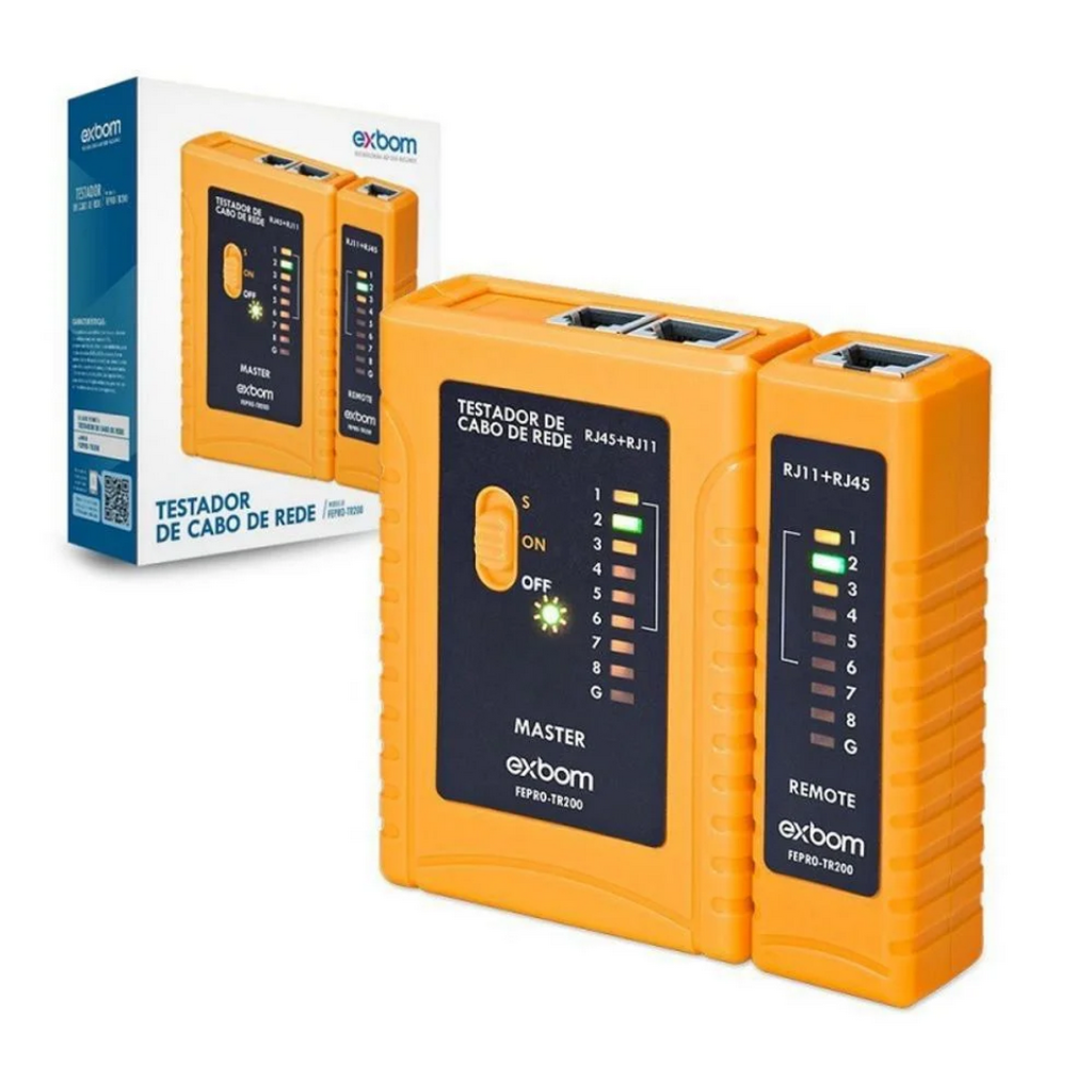 Testador de Cabos de Rede RJ11 e RJ45 FEPRO-TR270 - Exbom
