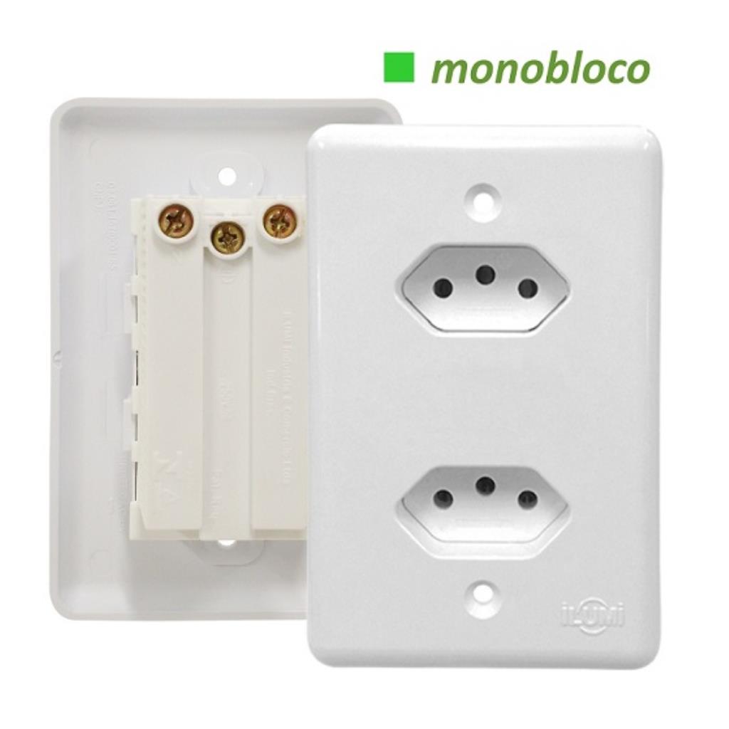Tomada Stylus Ilumi Monobloco Dupla 2PT 10A 250V (Emb. contém 1un.)