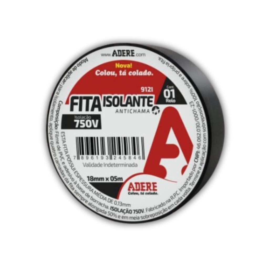 FITA ISOLANTE 18MMX05M PRETA ADERE