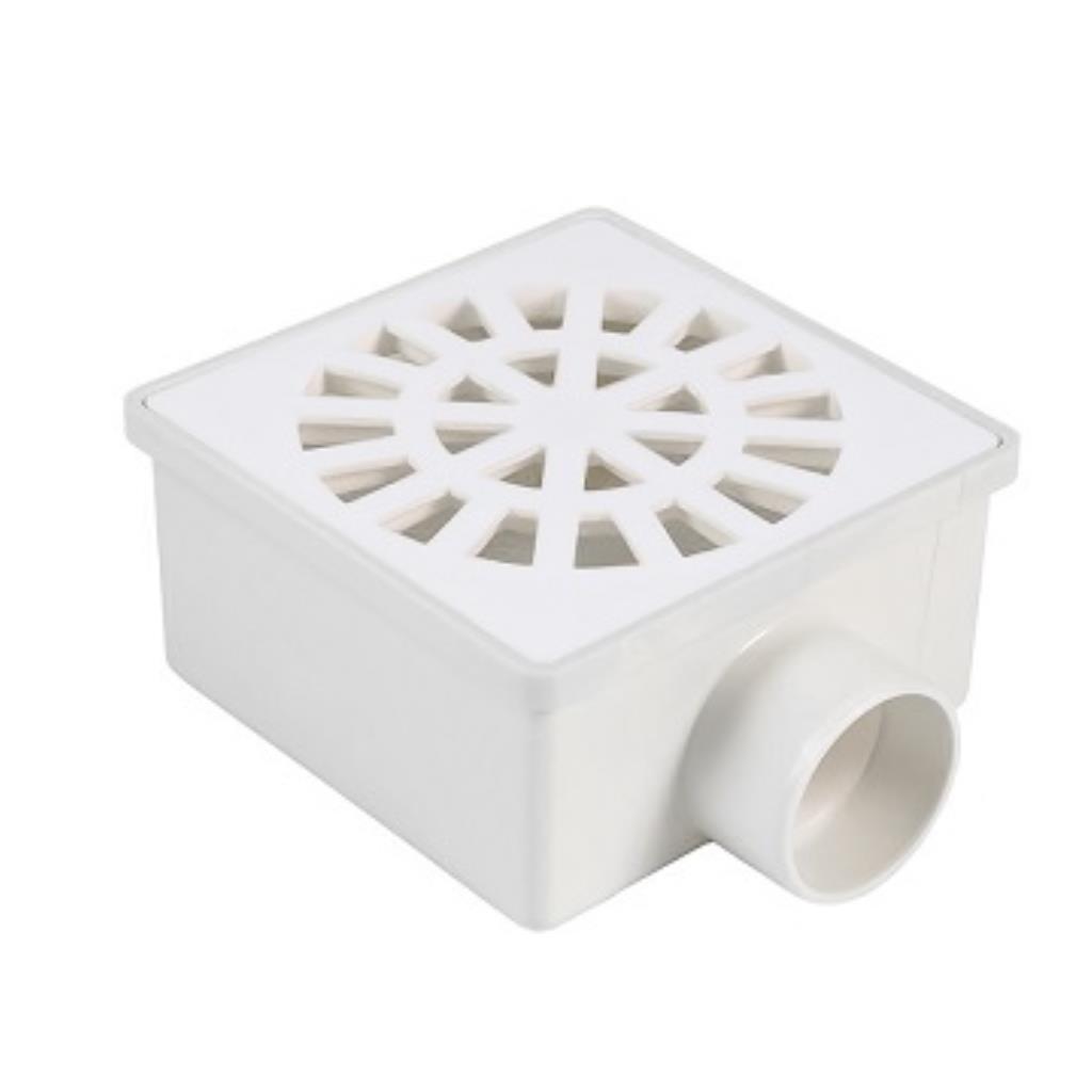 RALO SIFONADO KRONA QUADRADO BRANCO 10x10cm