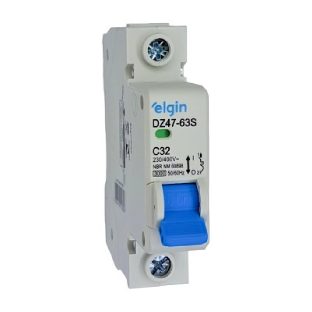 DISJUNTOR ELGIN "DIN" UNIPOLAR DZ47-63S - 32A.