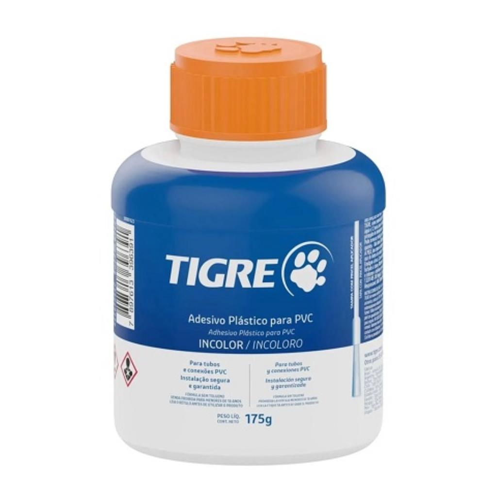 COLA ADESIVO P/TUBO PVC TIGRE 175gr. FRASCO C/PINCEL