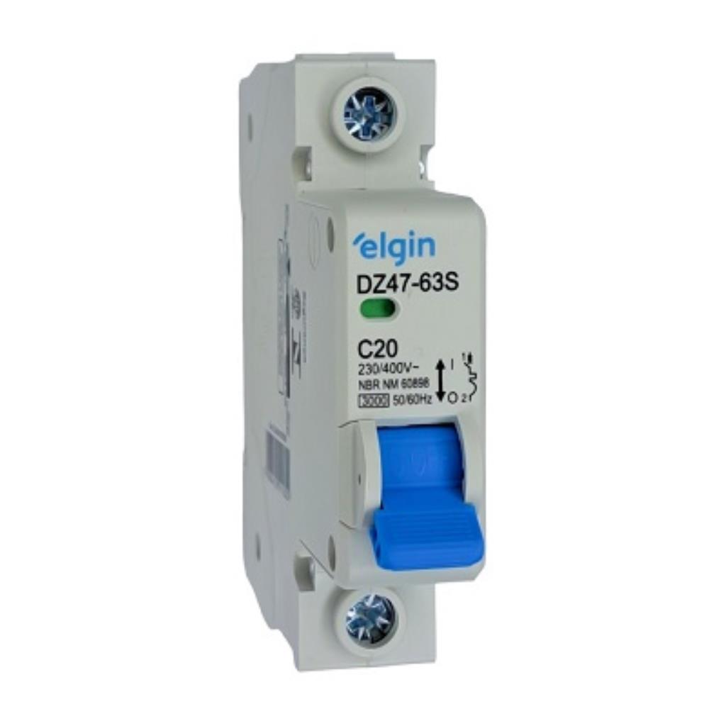 DISJUNTOR ELGIN "DIN" UNIPOLAR DZ47-63S - 20A.