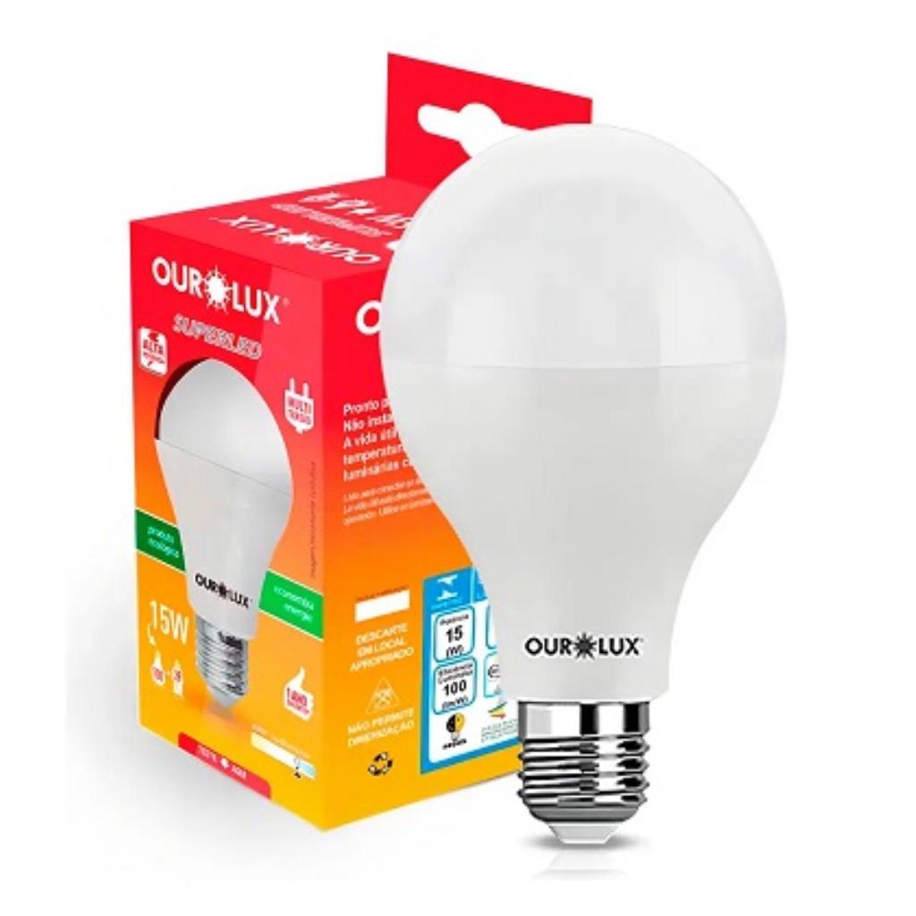 LAMPADA OUROLUX SUPERLED 15W BIVOLT 6500K