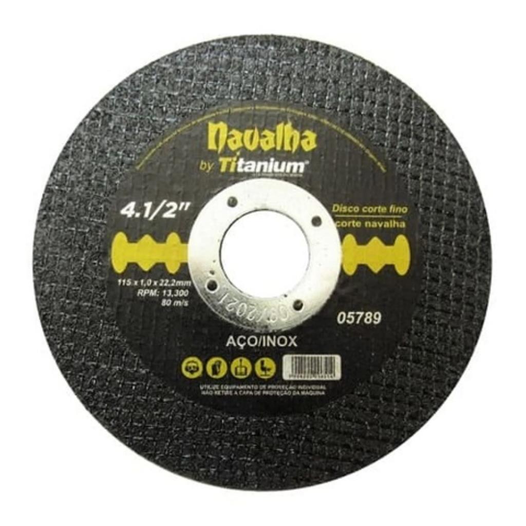 Disco de Corte para Aço Inox 4.1/2" 115x1,0x22,2mm Navalha Titanium
