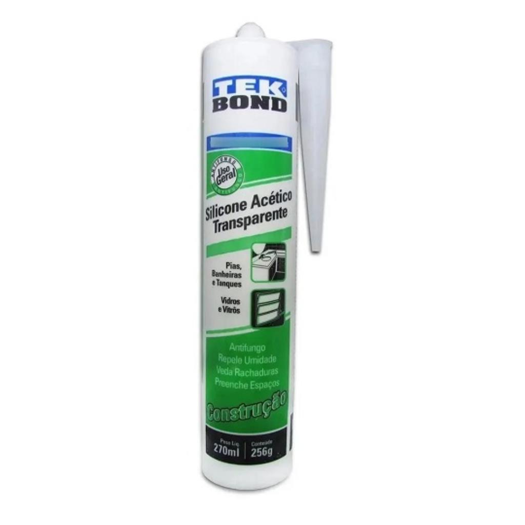 Silicone Acetico Tekbond Transparente (Emb. contém 1un. de 270ml/256g)