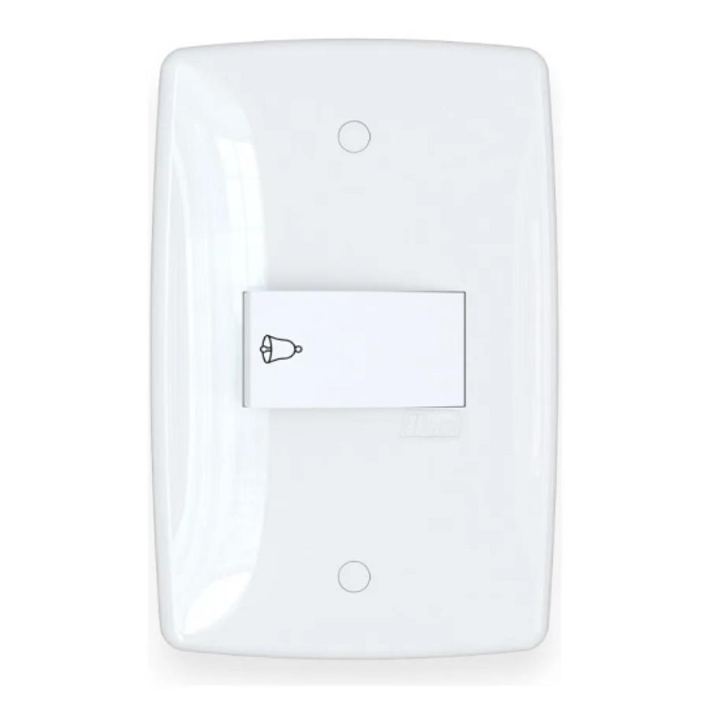 Conjunto Interruptor Pulsador Com Placa Linha Finesse+ Cor Branco