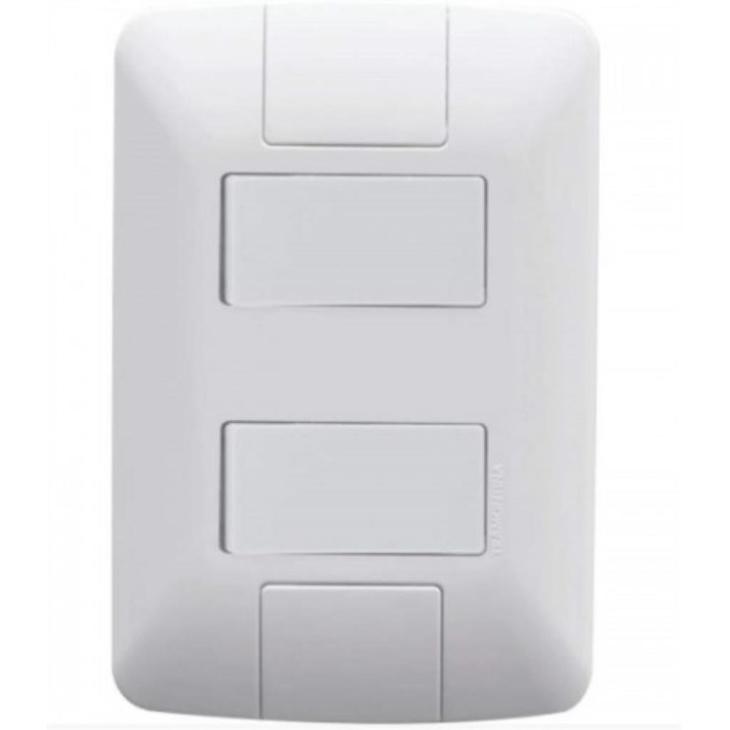 CONJUNTO ARIA 4X2 DE 1 INTERRUPTOR SIMPLES E 1 INTERRUPTOR PARALELO BRANCO TRAMONTINA