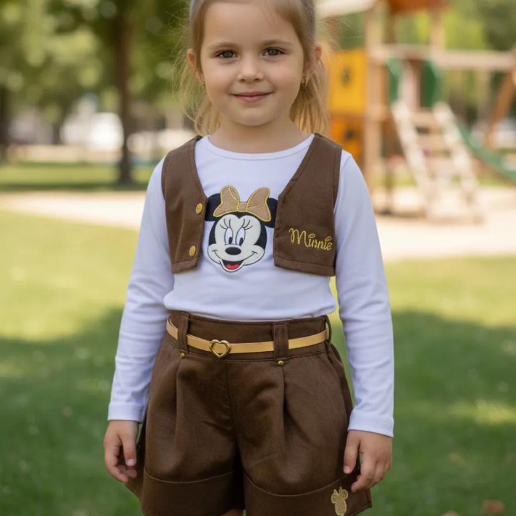 CONJUNTO INFANTIL 3 PEÇAS MINNIE MOUSE TAMANHO 2