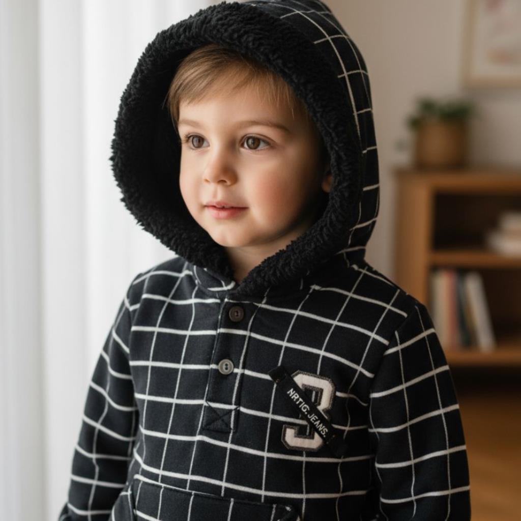 BLUSA DE MOLETOM COM CAPUZ E FORRO EM PELUCIA -TAMANHO 2 POKOTINHA