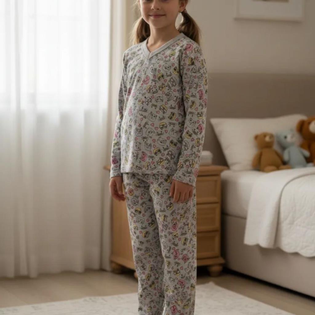 PIJAMA INFANTIL MAFESSONI FLANELADO GATINHO E UNICORNIO TAMANHO 6