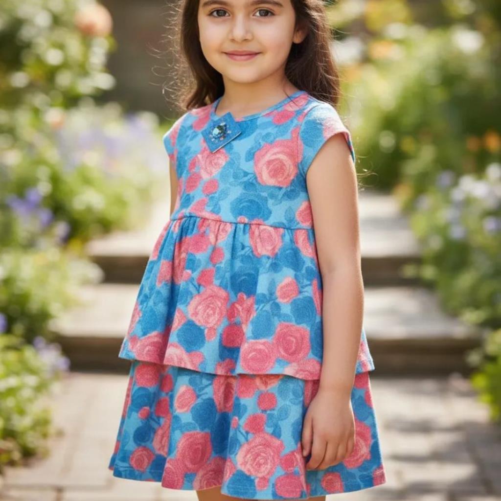 VESTIDO FLORAL COLORITTÁ AZUL TAMANHO 4