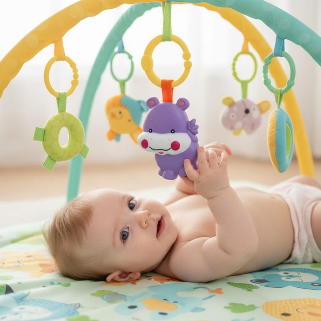 BRINQUEDO CHOCALHO DIVERTIDO HIPOPOTAMO + 3 MESES