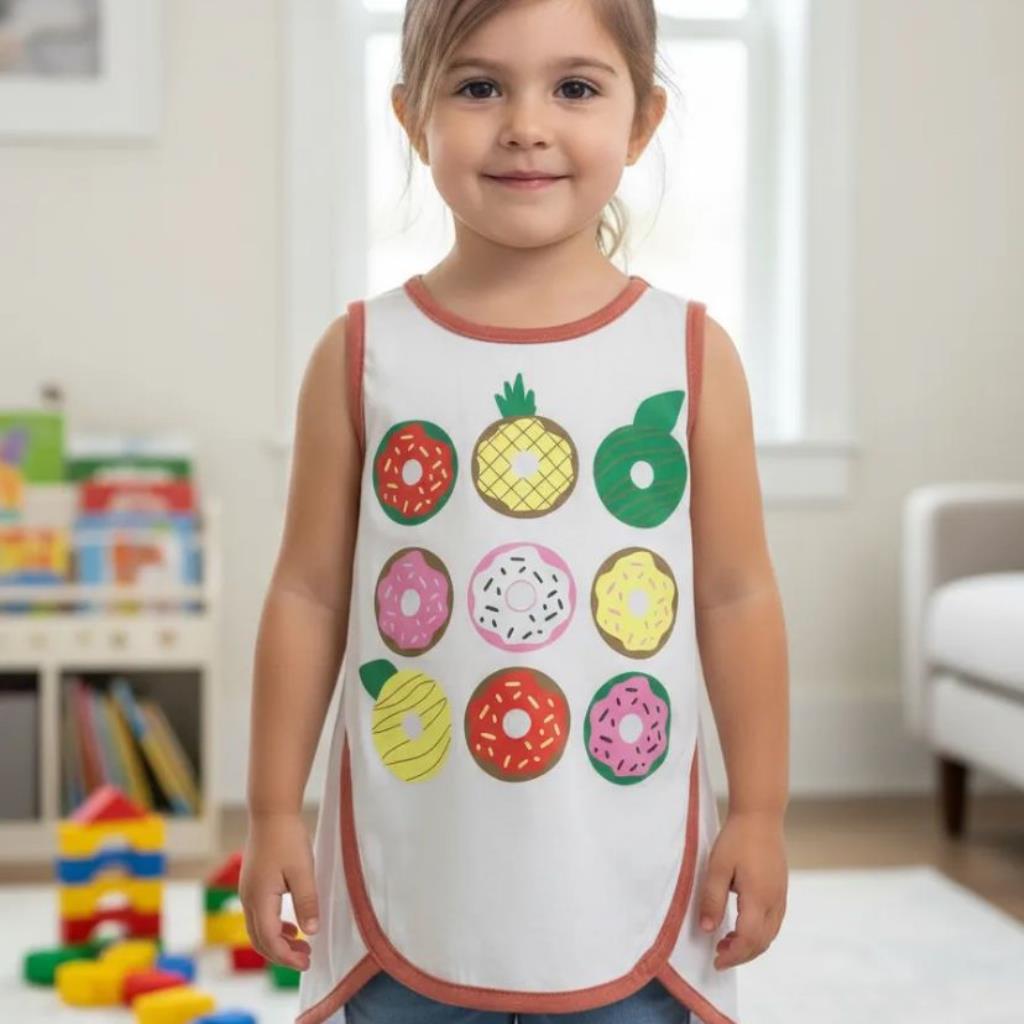 CAMISETA FEMININA INFANTIL REGATA DONUTS TAMANHO 2