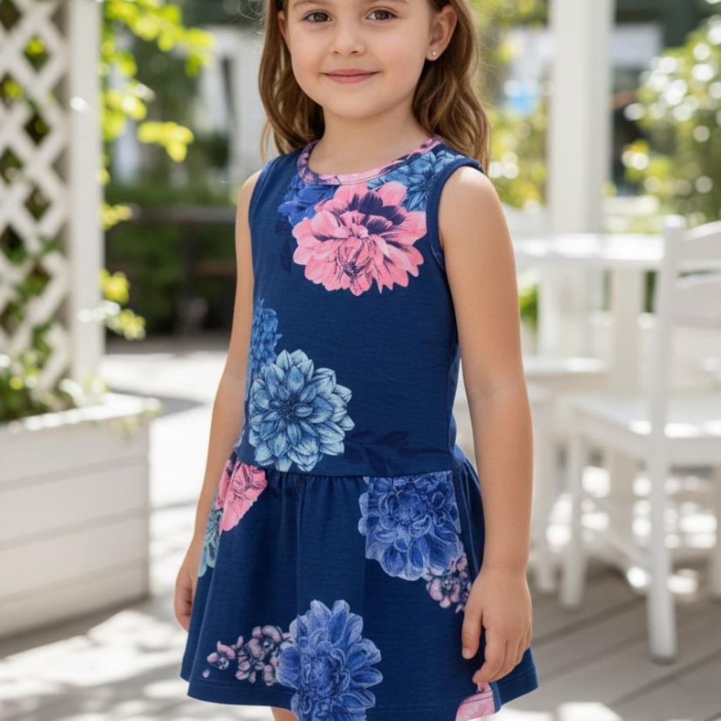 VESTIDO FLORAL BOCA GRANDE AZUL TAMANHO 1