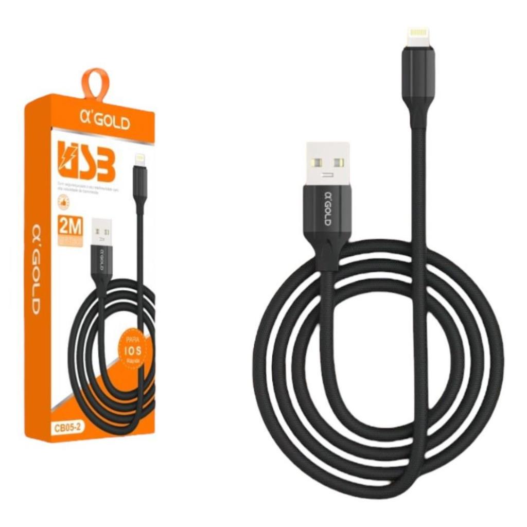 Cabo iPhone Turbo Emborrachado 2 Metros Agold CB05-2