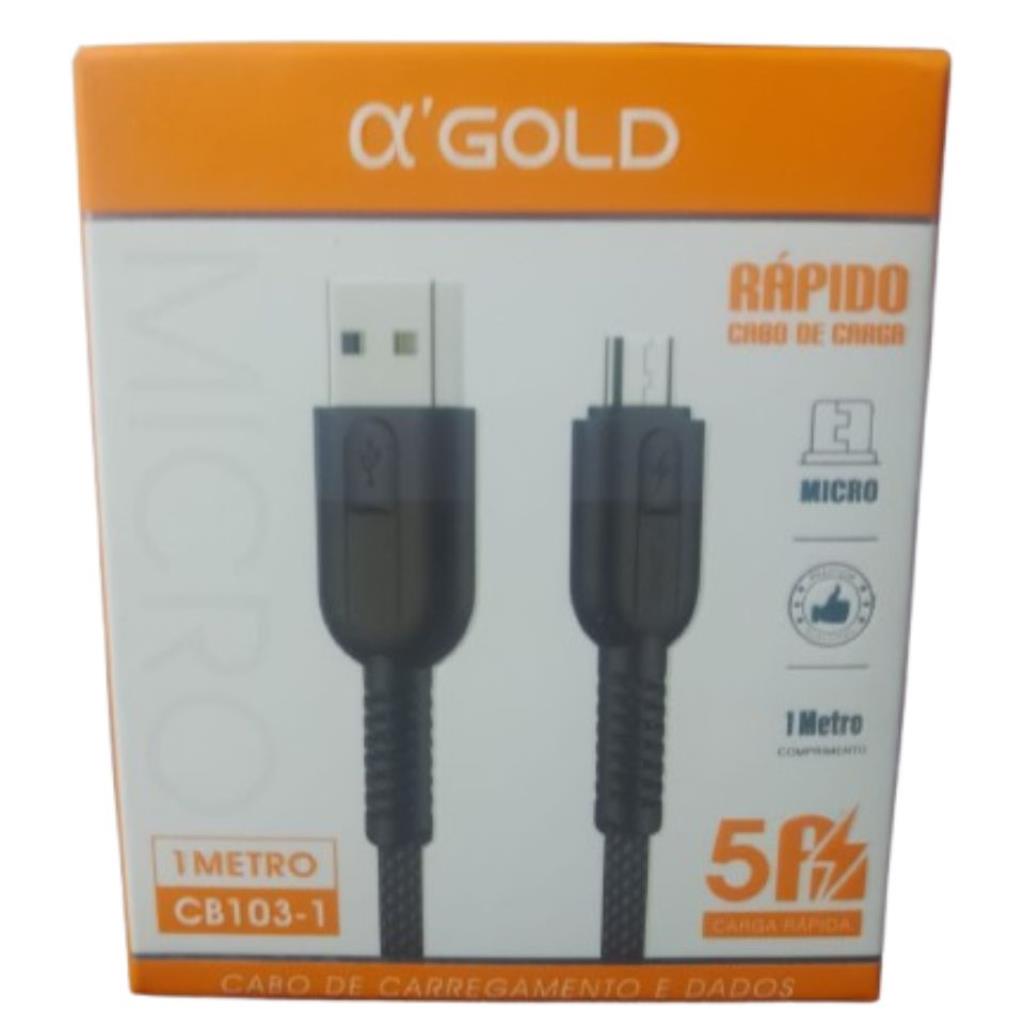 Cabo de Carregamento e Dados Rapido V8 Agold CB103-1