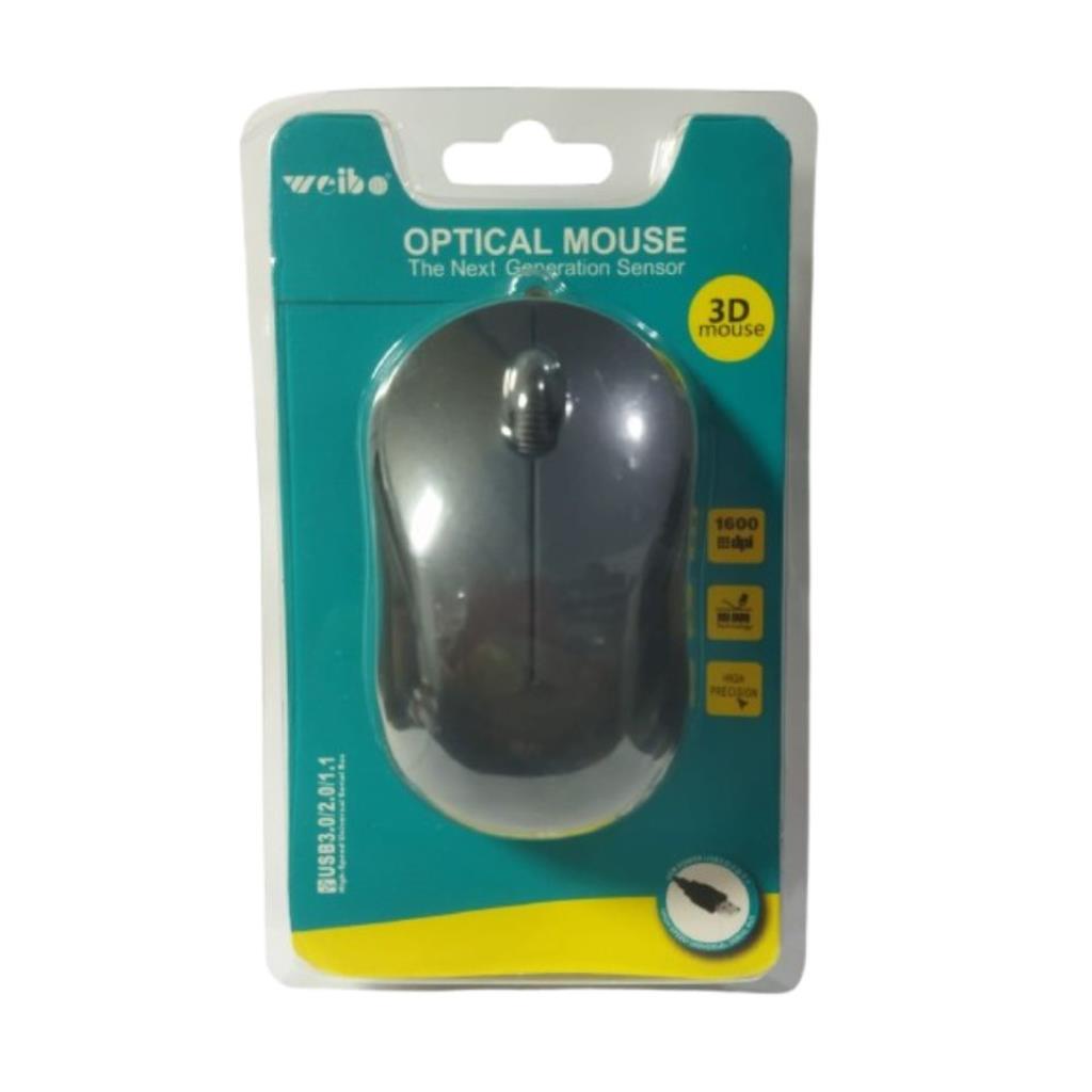 Mouse USB Com Fio Optico 3D Weibo WB-015