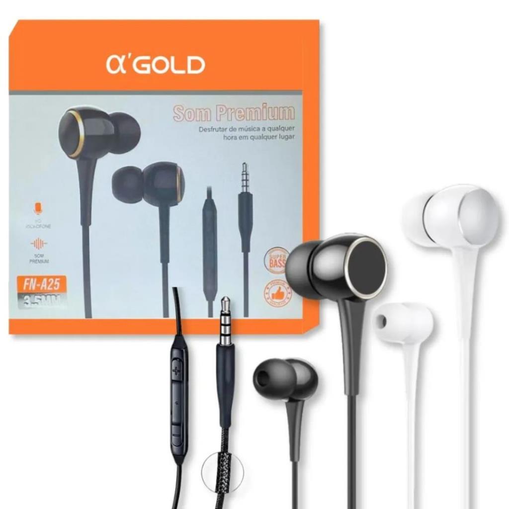 Fone de Ouvido Intra-Auricular Com Microfone Malha AGold FN-A25