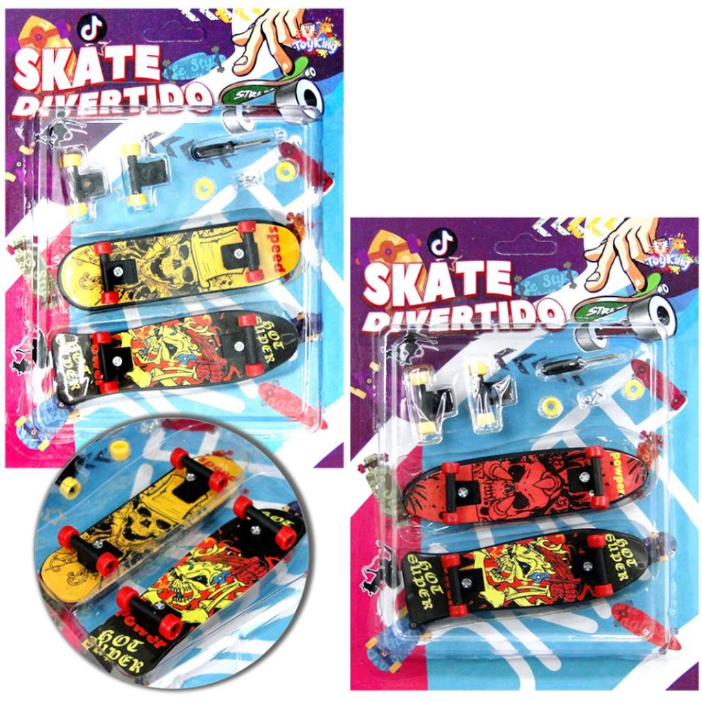 Skate de Dedo Divertido Cartelado Com 2 e Com Acessocios