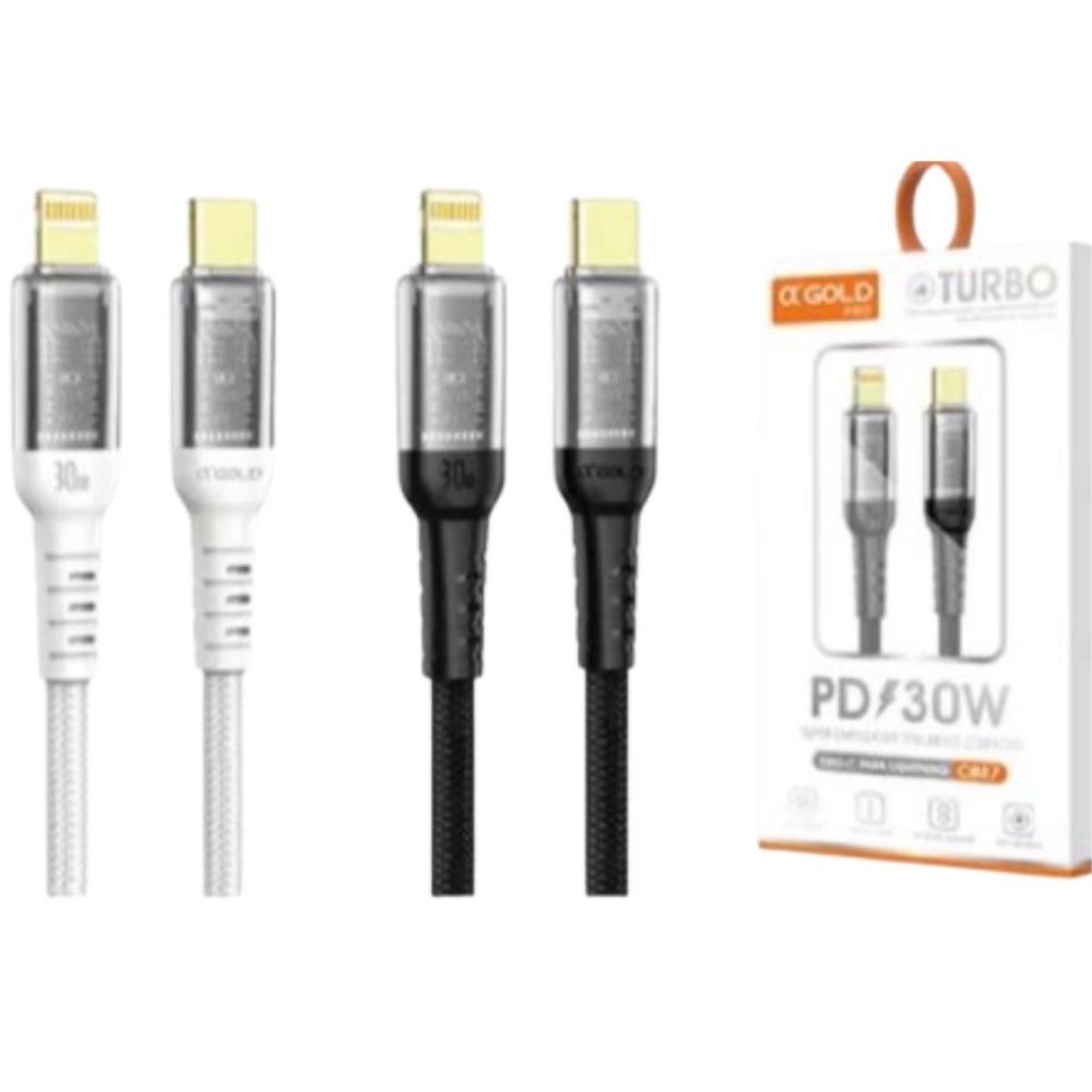 Cabo de Carregamento Turbo 30W Agold CB87 Tipo C Para iPhone