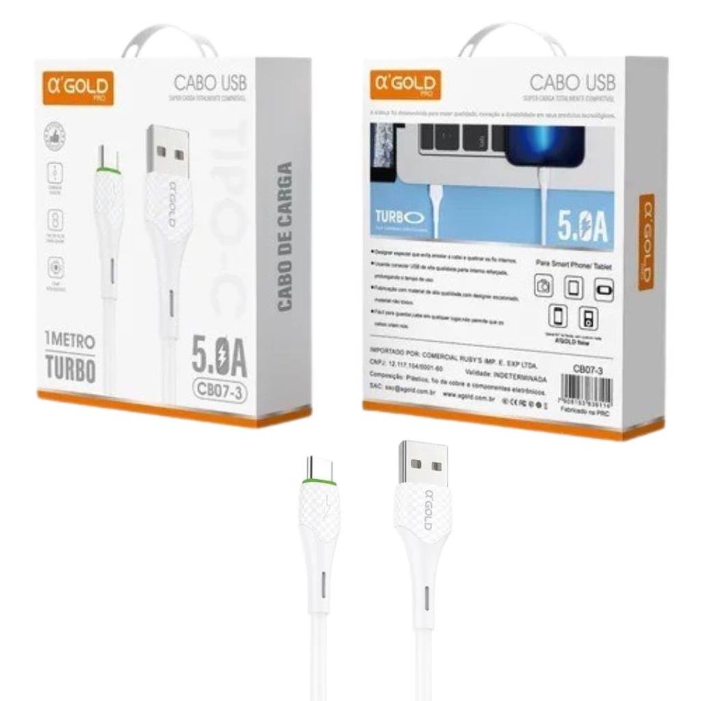 Cabo de Dados Turbo 5.0A Agold CB07-3 Tipo C