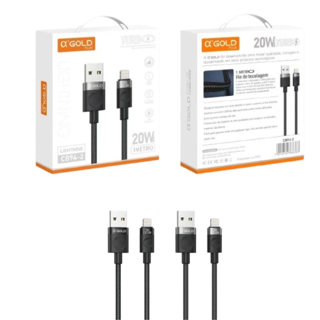 Cabo de Dados e Casrregamento Turbo 20W iPhone Agold CB94-2