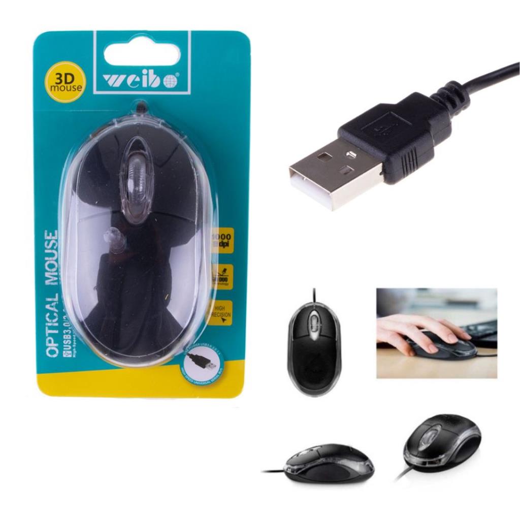 Mouse USB Com Fio Optico 3D Weibo FC-143B