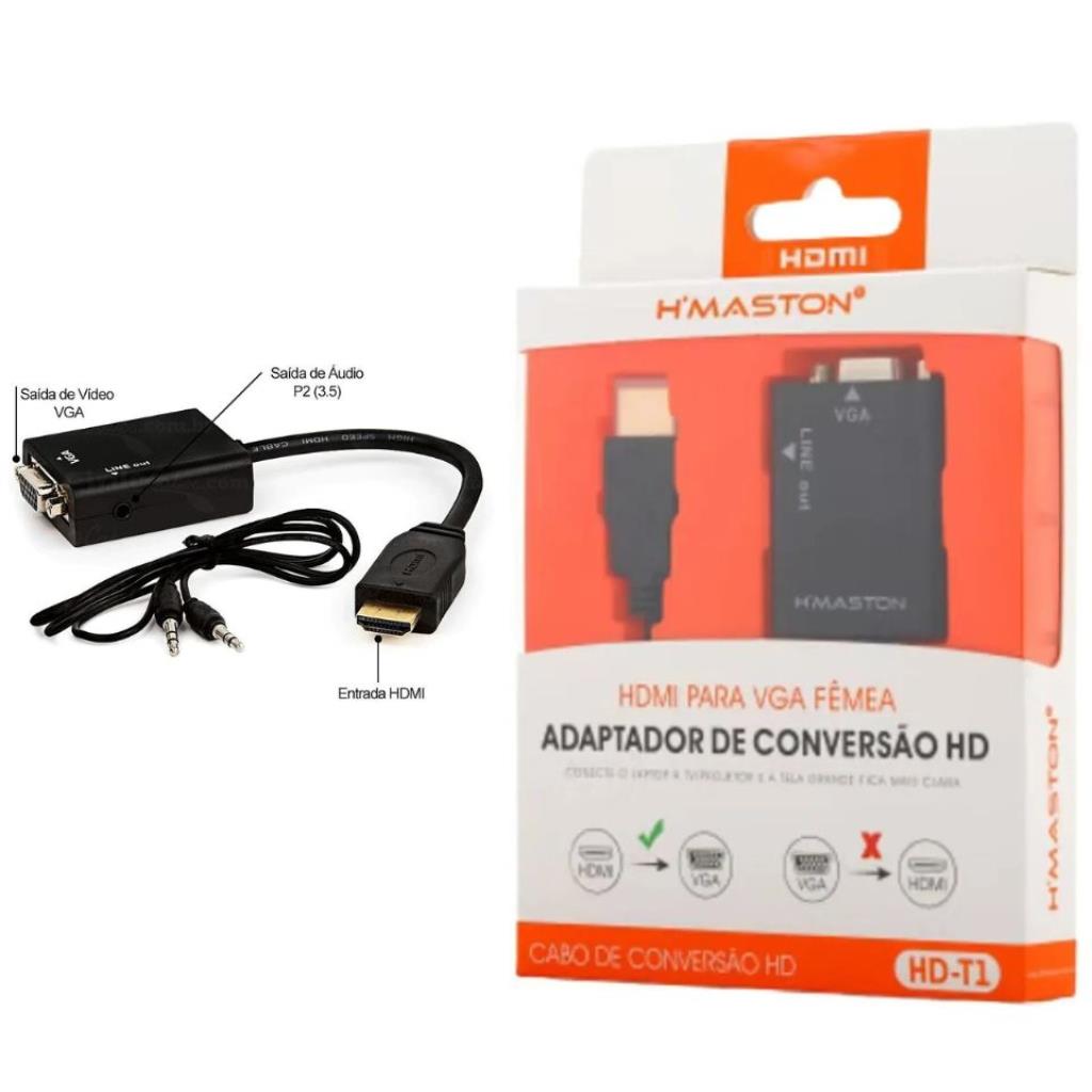 Adaptador de Conversao HDMI Para VGA Com Saida de Audio Hmaston HD-T1